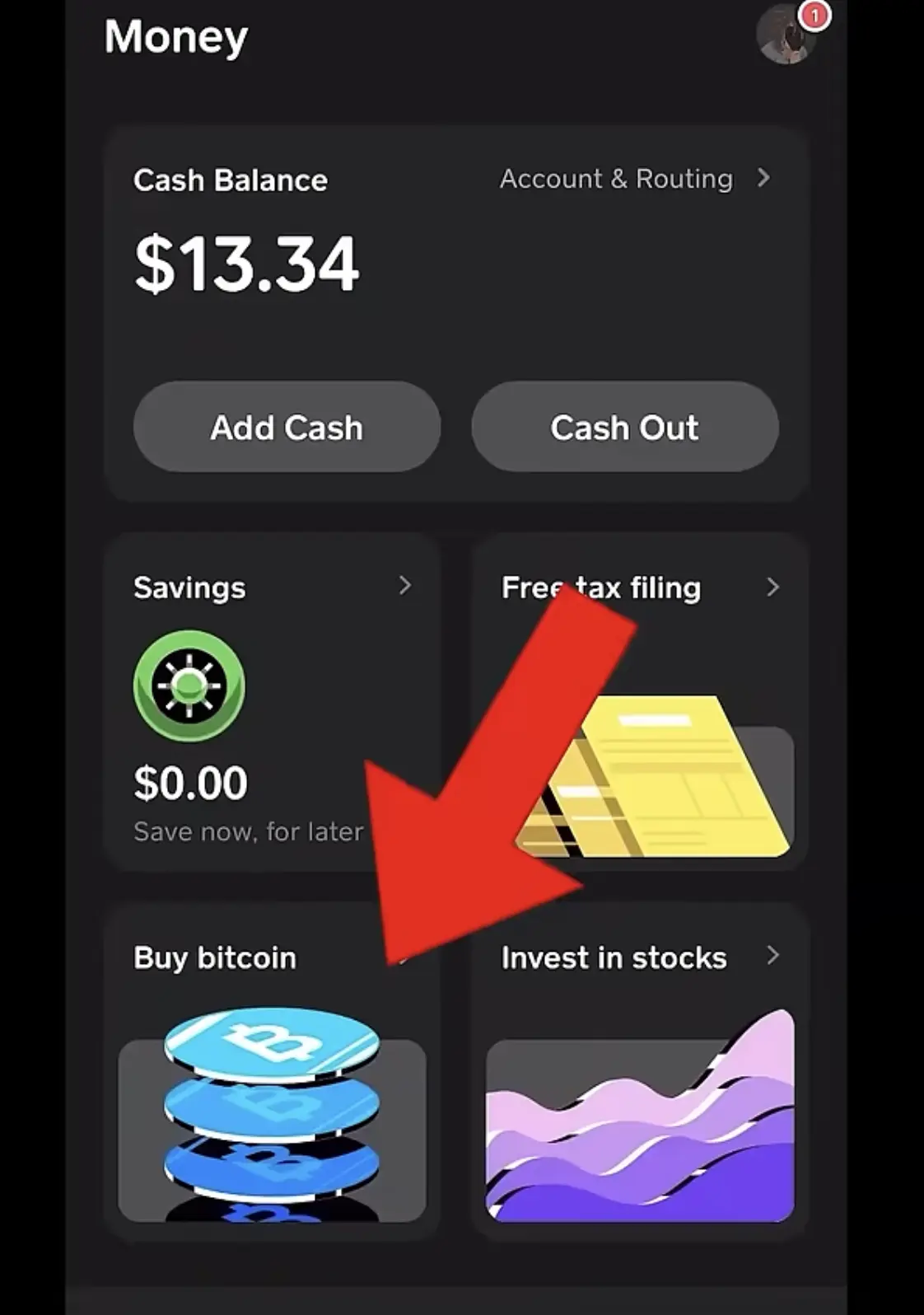 Open Cash App and tap Bitcoin